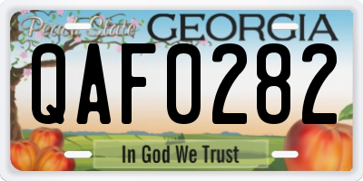 GA license plate QAF0282