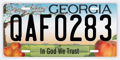 GA license plate QAF0283