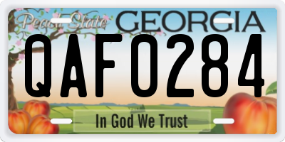 GA license plate QAF0284