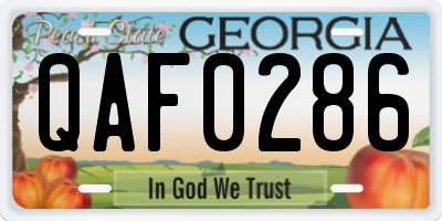 GA license plate QAF0286