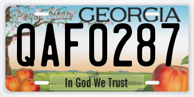 GA license plate QAF0287