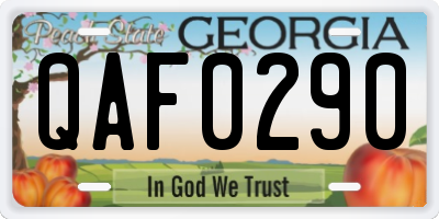 GA license plate QAF0290