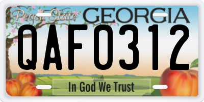 GA license plate QAF0312