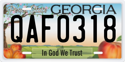 GA license plate QAF0318