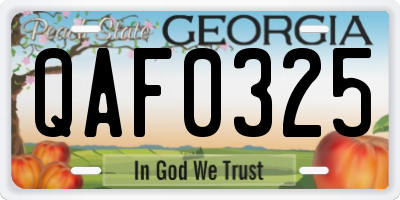 GA license plate QAF0325