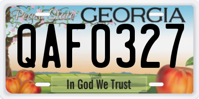GA license plate QAF0327