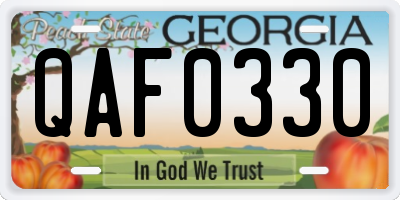GA license plate QAF0330