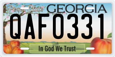 GA license plate QAF0331