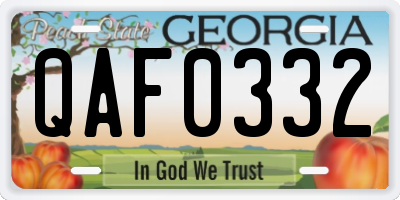 GA license plate QAF0332