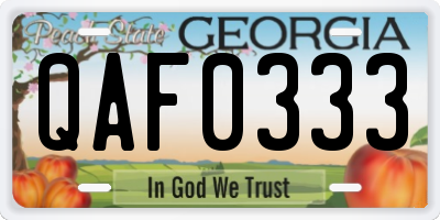 GA license plate QAF0333
