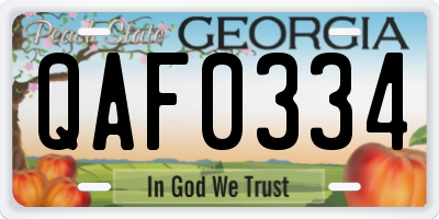 GA license plate QAF0334