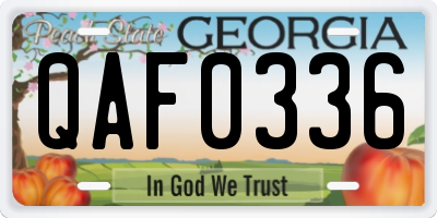 GA license plate QAF0336