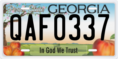 GA license plate QAF0337