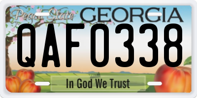 GA license plate QAF0338