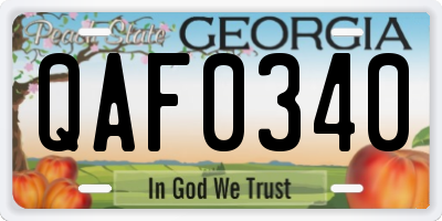 GA license plate QAF0340