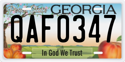 GA license plate QAF0347