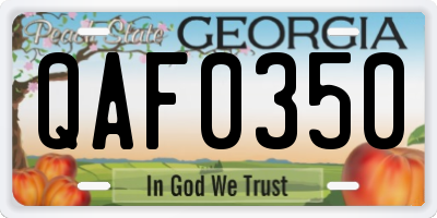 GA license plate QAF0350