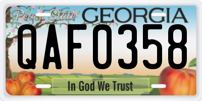 GA license plate QAF0358