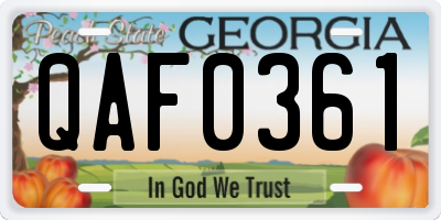 GA license plate QAF0361