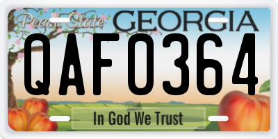 GA license plate QAF0364