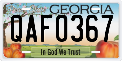 GA license plate QAF0367
