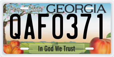 GA license plate QAF0371