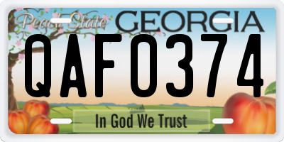 GA license plate QAF0374