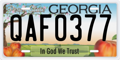 GA license plate QAF0377