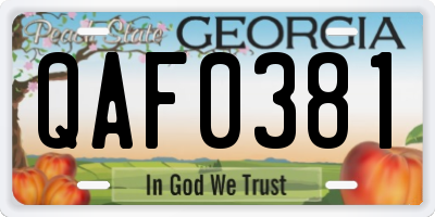 GA license plate QAF0381