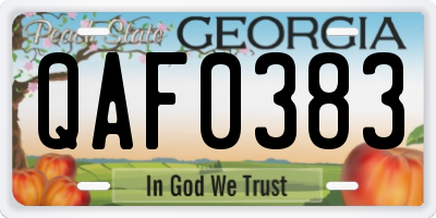 GA license plate QAF0383