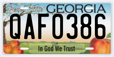 GA license plate QAF0386