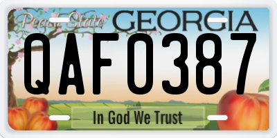 GA license plate QAF0387