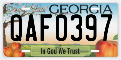GA license plate QAF0397