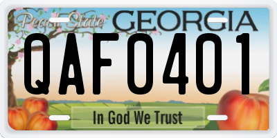 GA license plate QAF0401