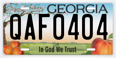 GA license plate QAF0404