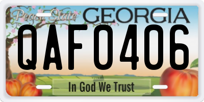 GA license plate QAF0406