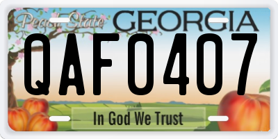 GA license plate QAF0407