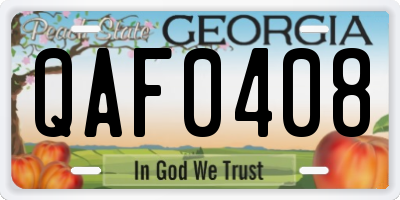 GA license plate QAF0408