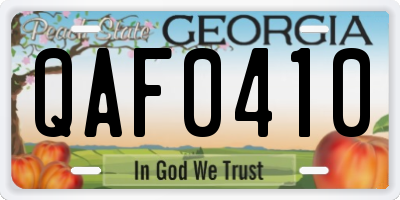 GA license plate QAF0410