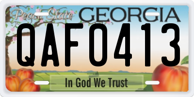 GA license plate QAF0413