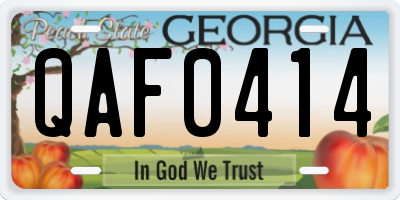 GA license plate QAF0414