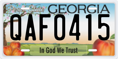 GA license plate QAF0415