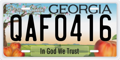 GA license plate QAF0416