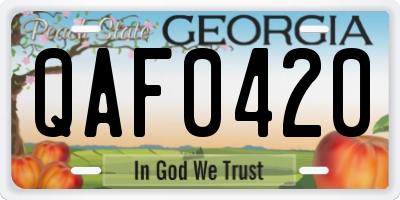 GA license plate QAF0420