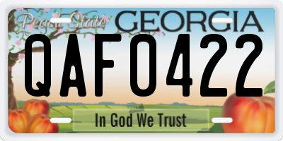 GA license plate QAF0422