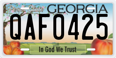 GA license plate QAF0425