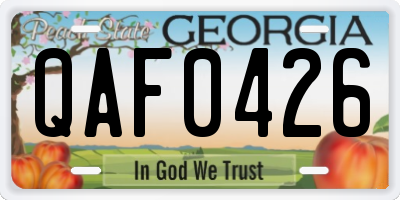 GA license plate QAF0426