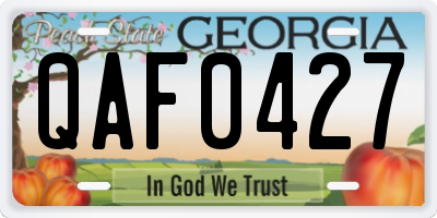 GA license plate QAF0427