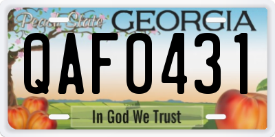 GA license plate QAF0431