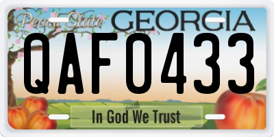 GA license plate QAF0433